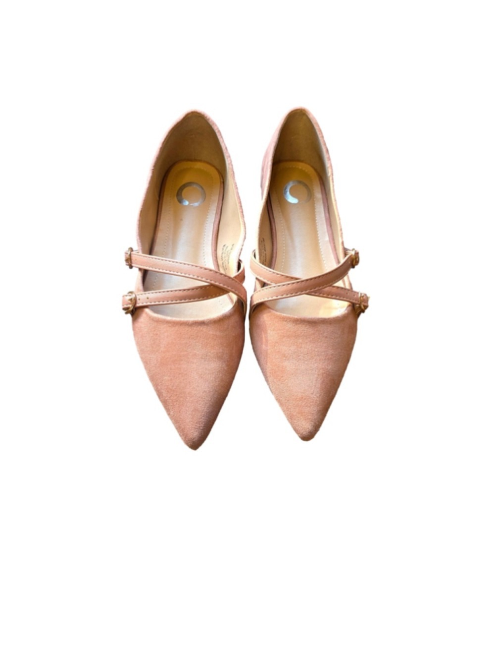 Journee Collection Patricia Crisscross Strap Pointed Toe Flats - Size 7 Blush